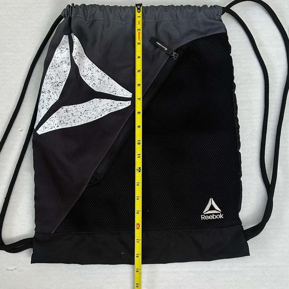 Reebok Black and Dark Gray Drawstring Backpack